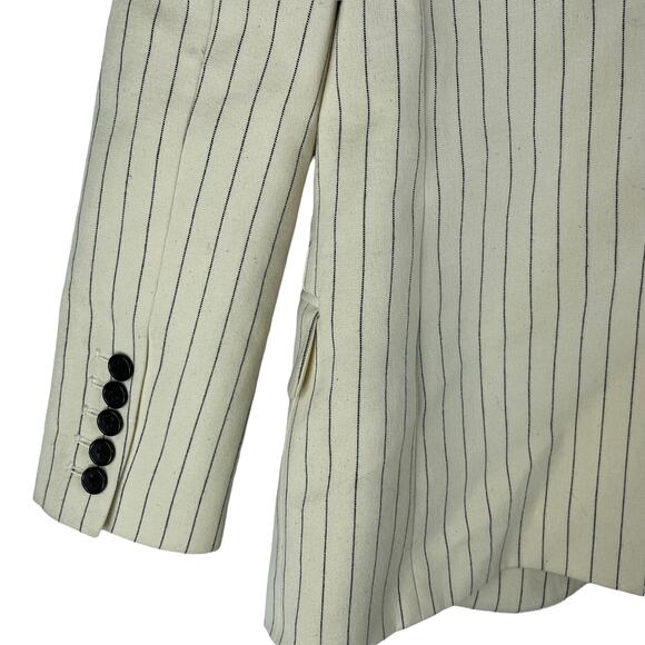 Nili Lotan Don Pinstripe One Button Blazer Jacket Natural Size 0 - Picture 7 of 12